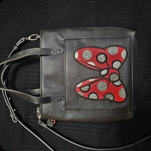 Disney Black and Red Shoulder Bag with Artistic Design